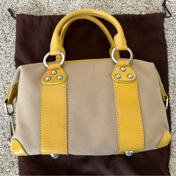 Cream and Yellow Tote with Gold Hardware - Picture 3 of 9
